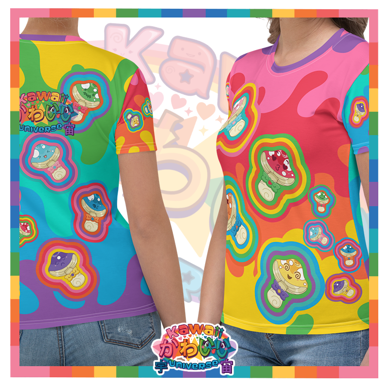 Kawaii Universe - Cute Natsu Fantasy Mushrooms Ladies Tee