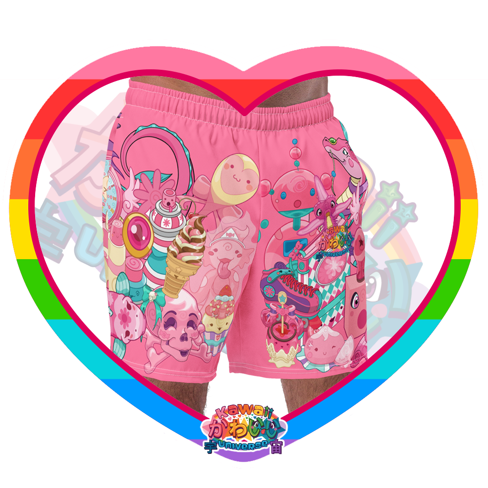 Kawaii Universe - Cute Hyper Nikomi Pink Collection Mens Swim Shorts