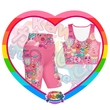 Kawaii Universe - Cute Hyper Nikomi Pink Collection Ladies Sports Crop & Cling Outfit