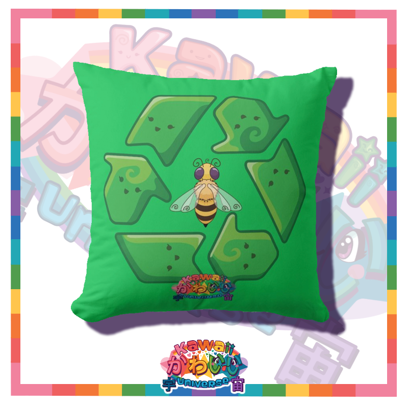 Kawaii Universe - Cute Recycle Symbol Double Sided Zippered Pillow