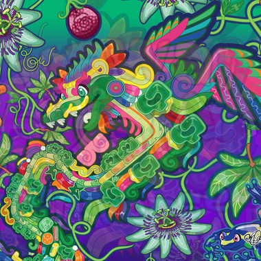 Kawaii Universe - Cute Year of the Dragon Quetzal Collab DrWillTatu Multipurpose Art Backdrop