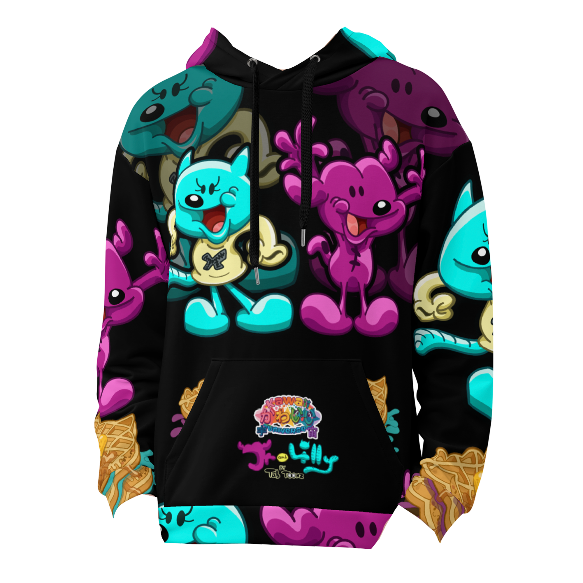 Kawaii Universe - Jr and Lilly with Waffles Tab Toonz Collab Unisex Zip-up or Classic Hoodie