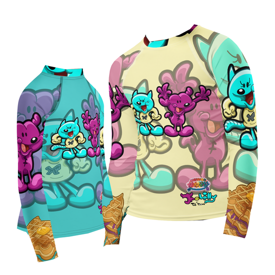 Kawaii Universe - Jr and Lilly with Waffles Tab Toonz Collab Toddler to Tween Unisex Rash Guard