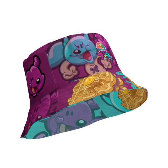 Kawaii Universe - Jr and Lilly with Waffles Tab Toonz Double Sided Designer Bucket Hat