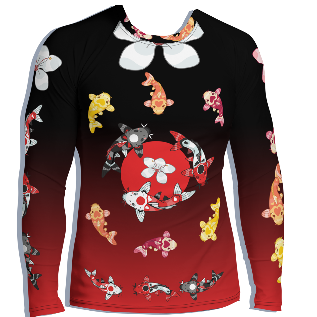 Kawaii Universe - Cute Classic Koi Noir Mens Rash Guard