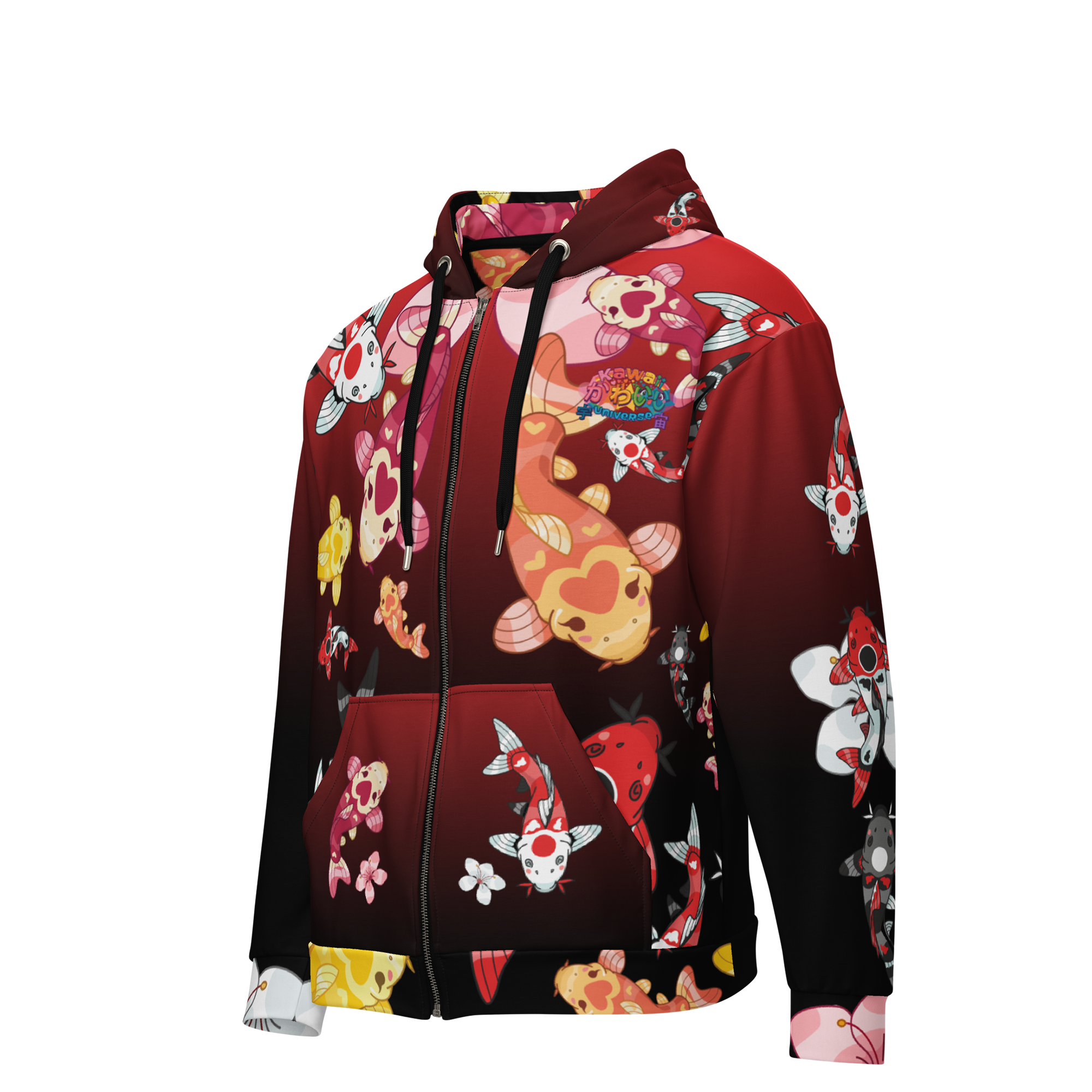 Kawaii Universe - Cute Classic Koi Noir Recycled Unisex Classic or Zip up Hoodie