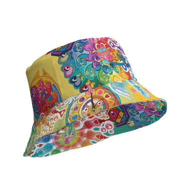 Kawaii Universe - Cute Cosmic Clocks Double Sided Designer Bucket Hat