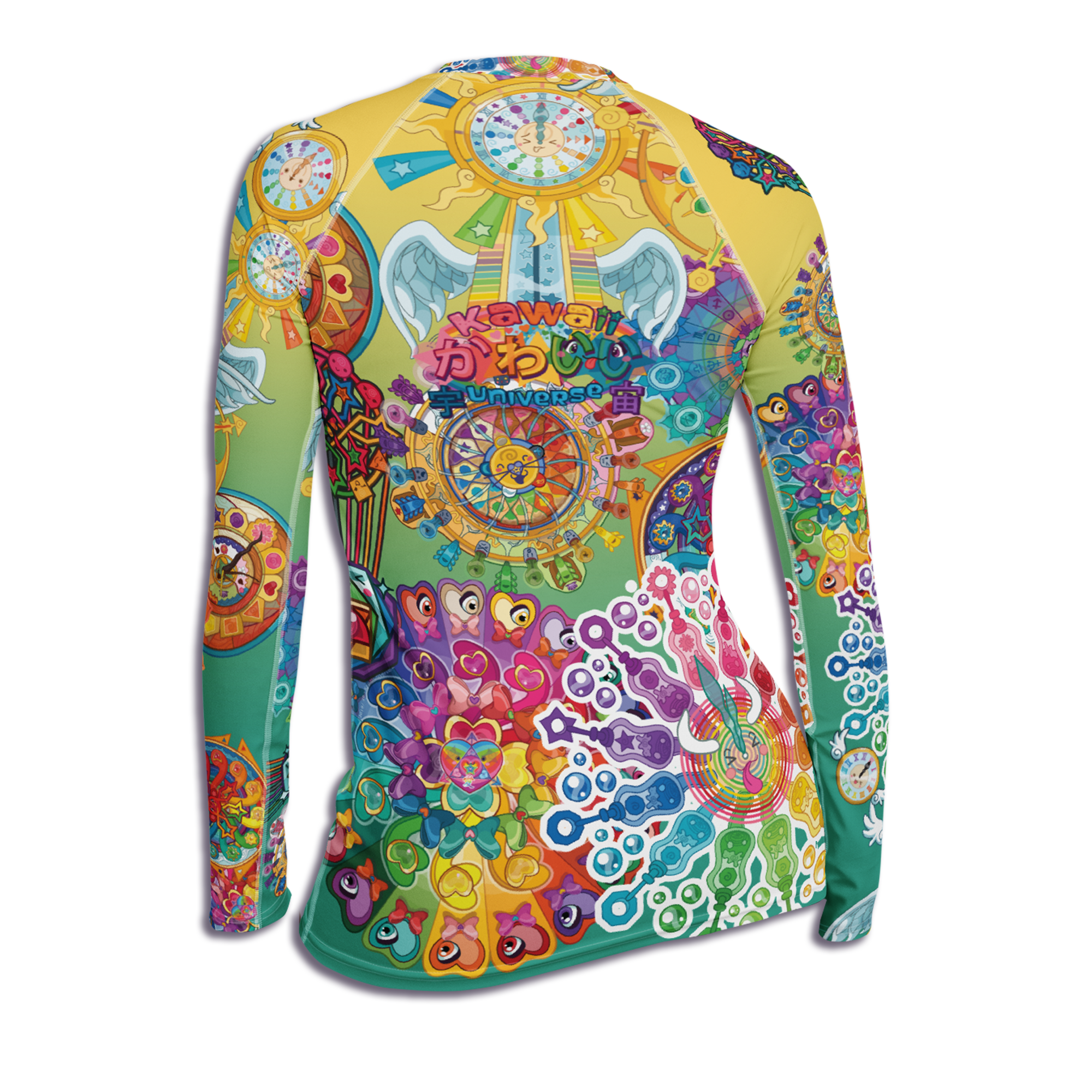 Kawaii Universe - Cute Cosmic Clocks Ladies Rash Guard