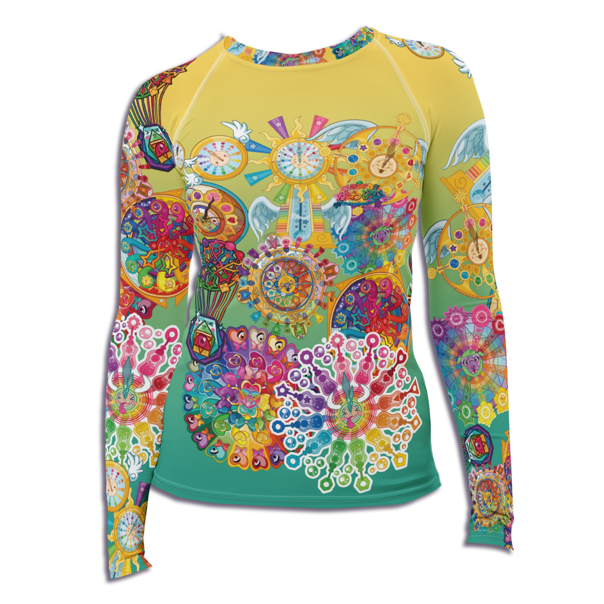 Kawaii Universe - Cute Cosmic Clocks Ladies Rash Guard