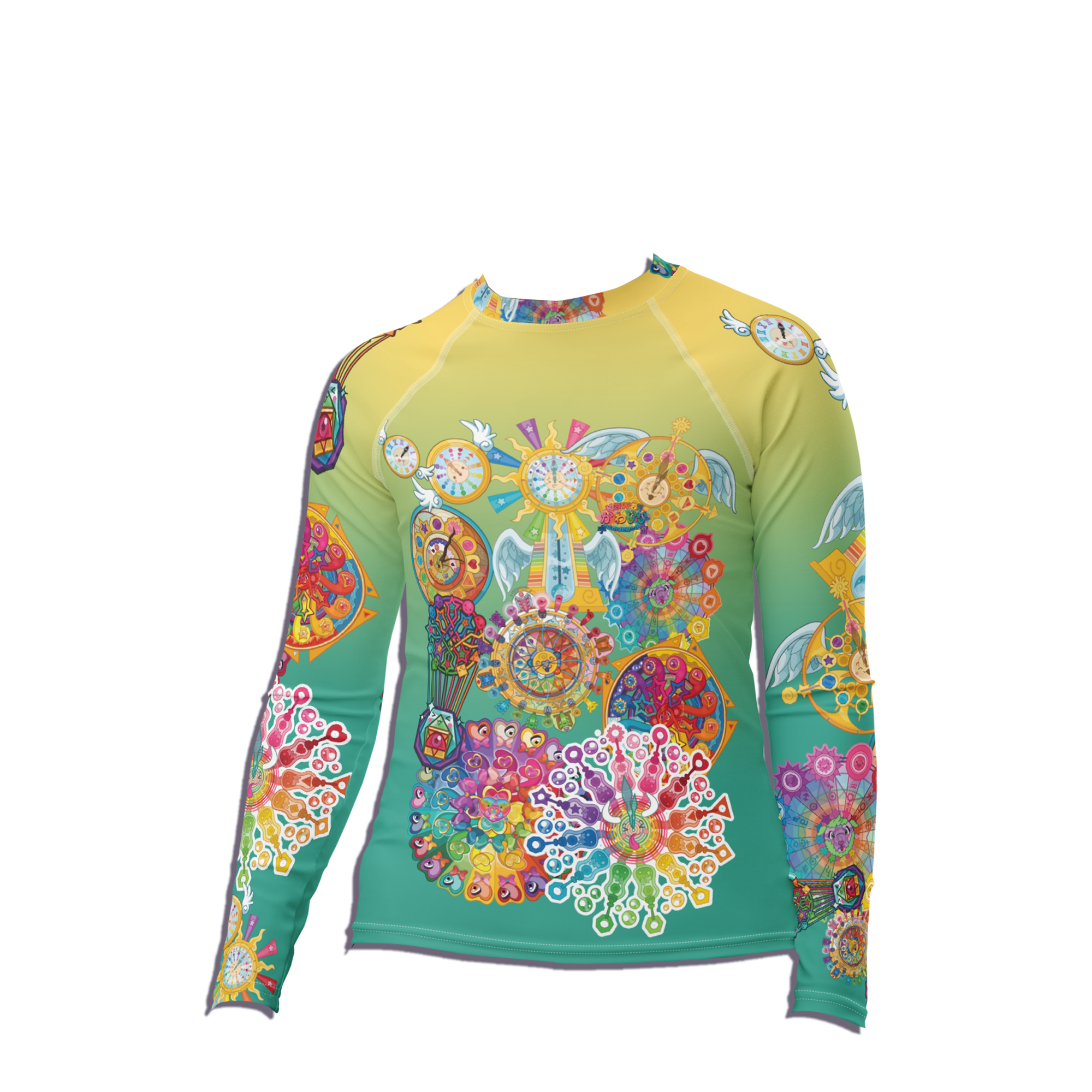 Kawaii Universe - Cute Cosmic Clocks Toddler to Tween Unisex Rash Guard