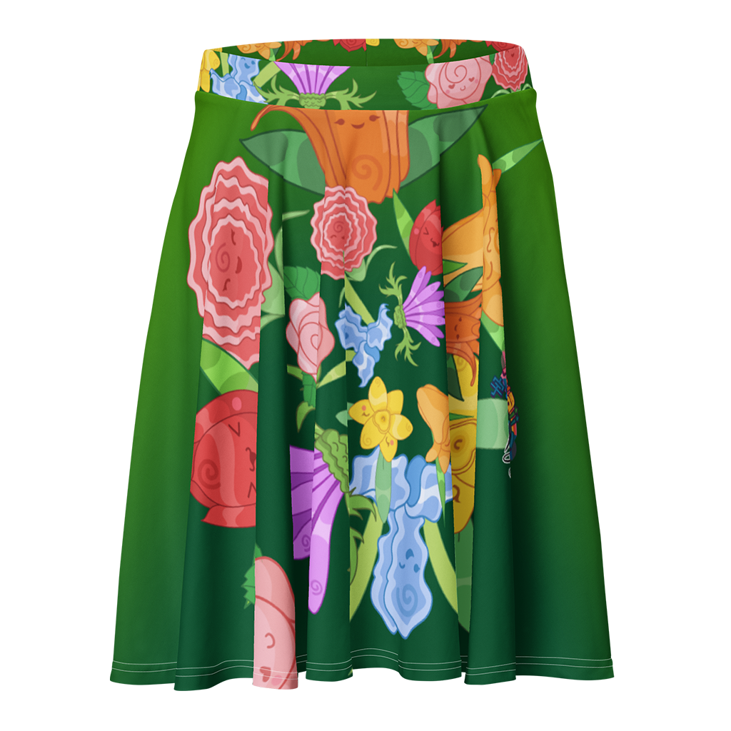 Kawaii Universe - Cute Emerald Fibonacci Florals Flowy Sport Skirt