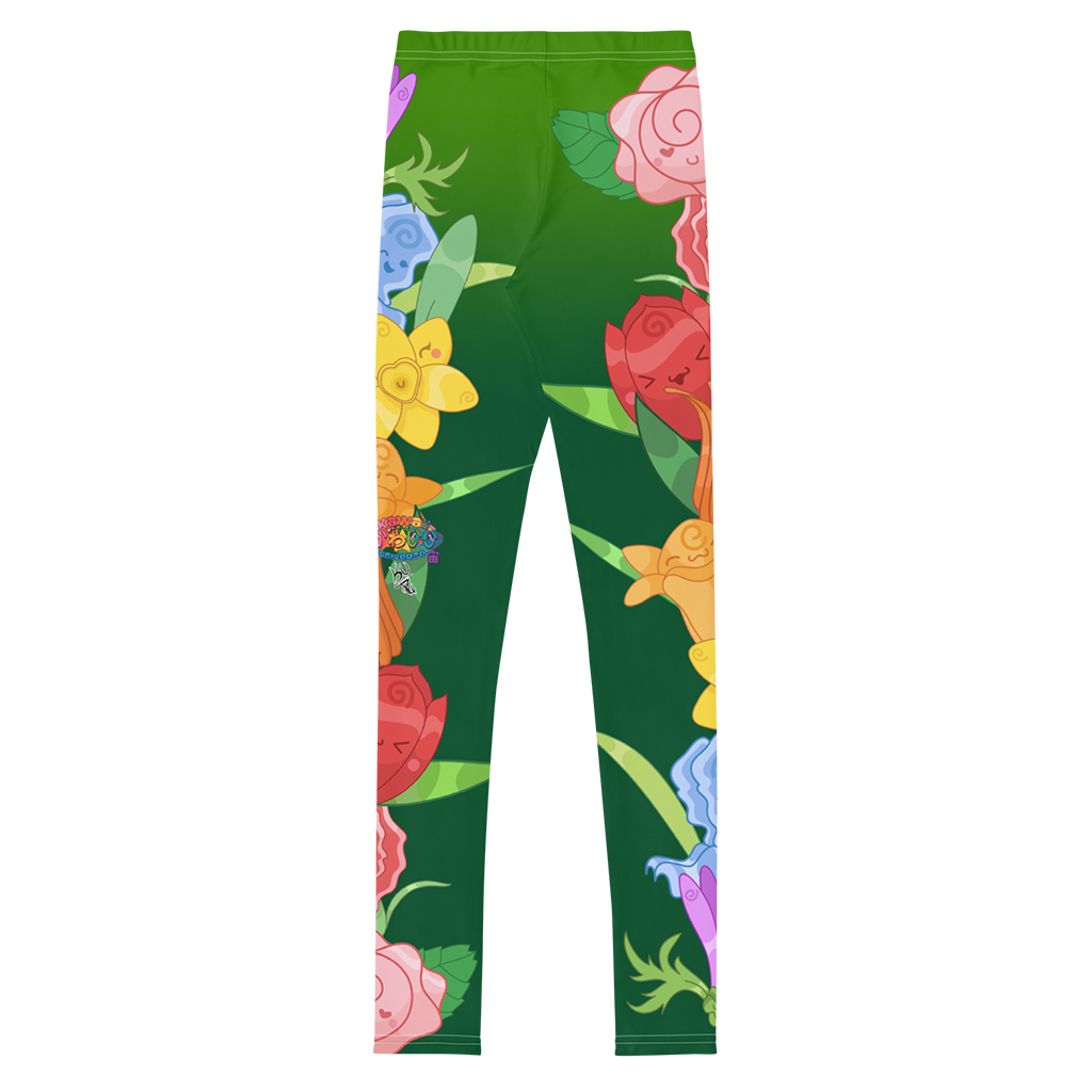 Kawaii Universe - Cute Emerald Fibonacci Florals Toddler to Tween Leggings