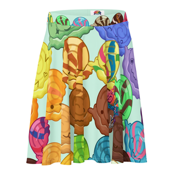 Kawaii Universe - Cute Gelato Scoops Argyle Designer Flowy Skirt