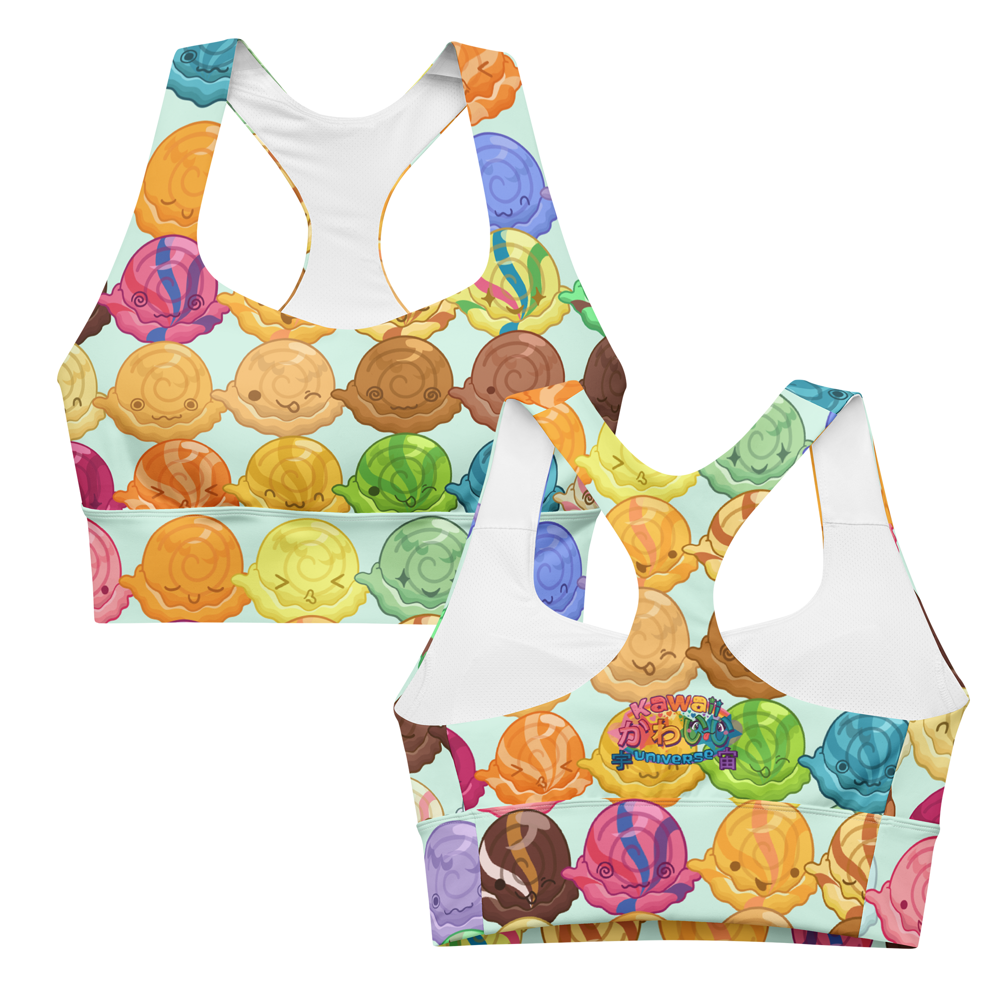 Kawaii Universe - Cute Gelato Scoops Argyle Designer Sports Bra