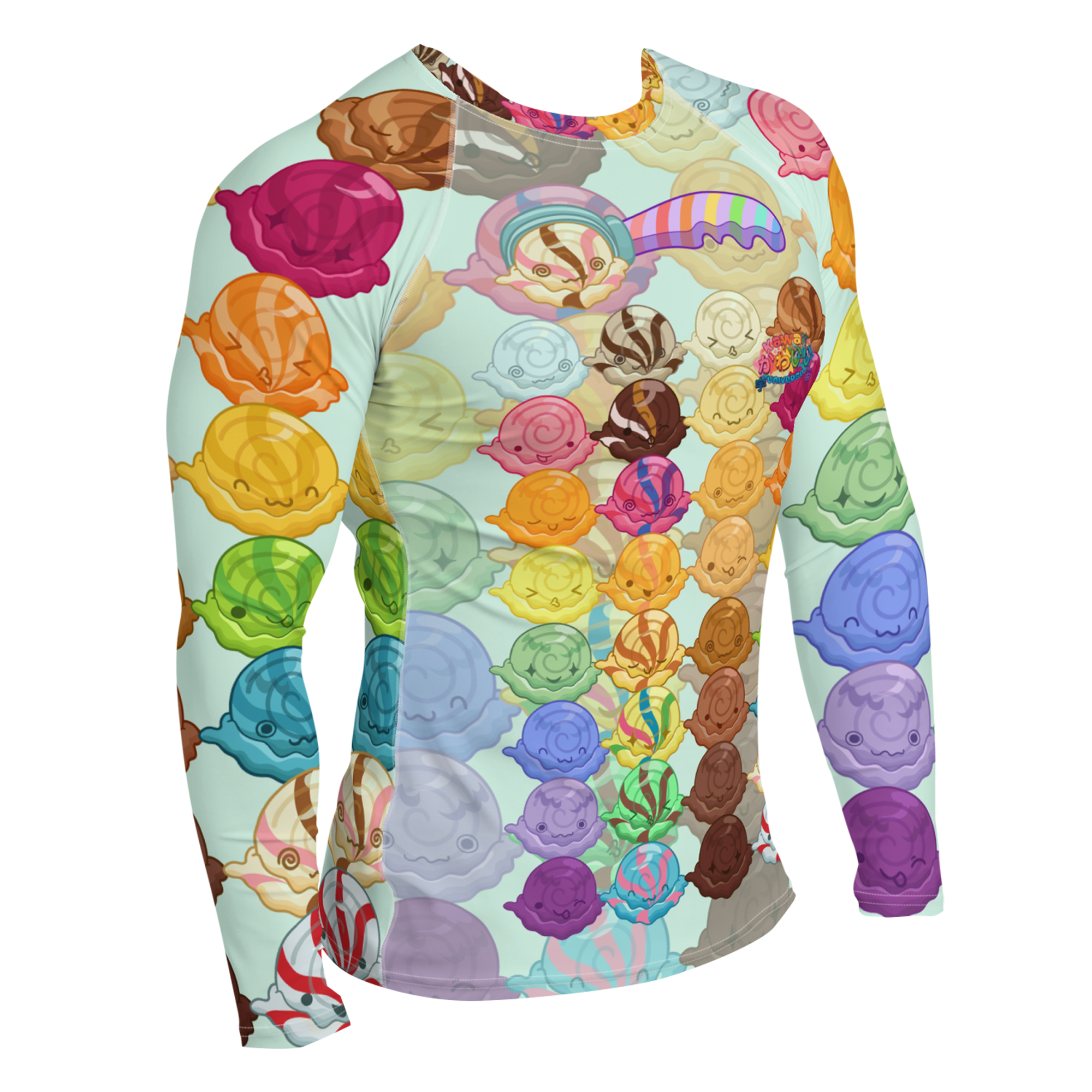 Kawaii Universe - Cute Gelato Scoops Argyle Mens Rash Guard