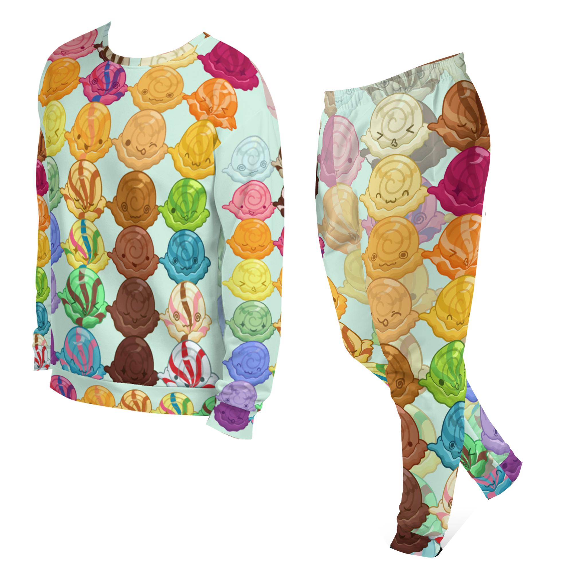 Kawaii Universe Cute Gelato Scoops Argyle Designer Sweat Set