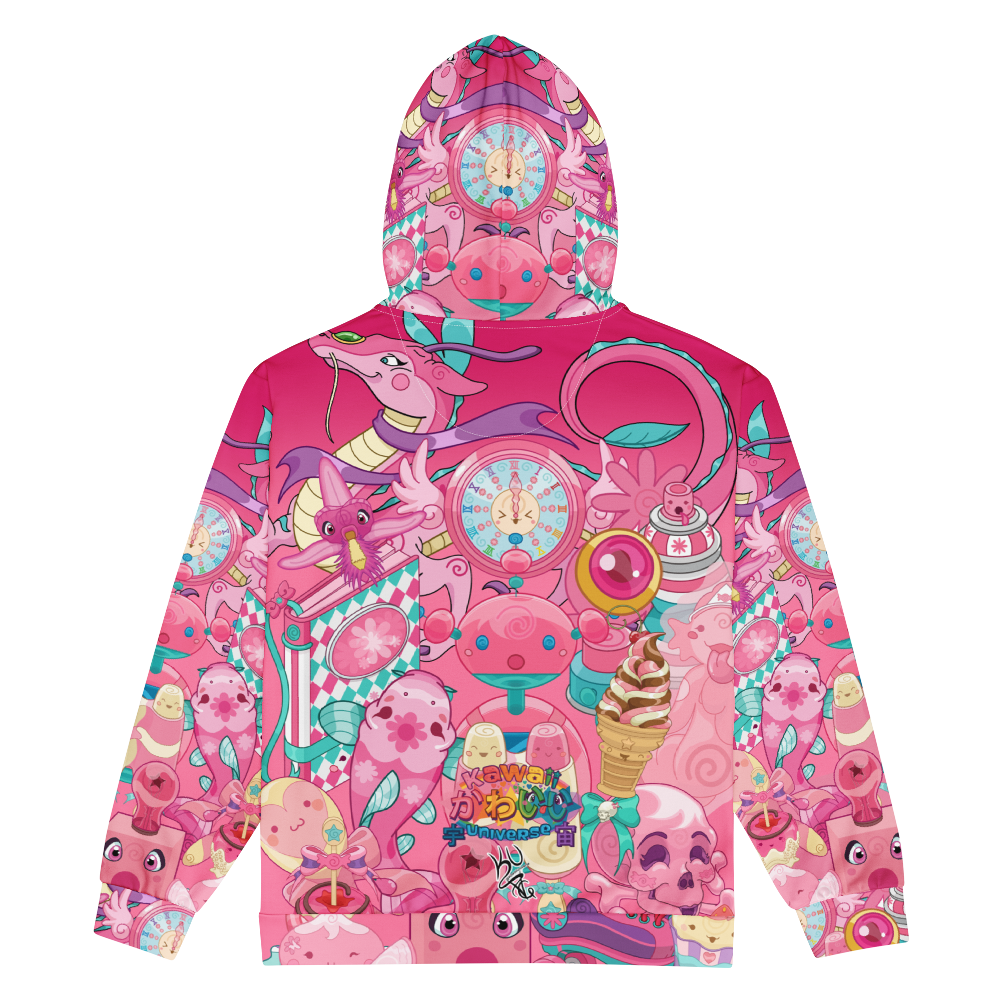 Kawaii Universe - Cute Hyper Nikomi Pink to Purple Unisex Zip Up Hoodie