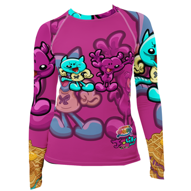 Kawaii Universe - Jr and Lilly with wafflles Tab Toonz Collab Ladies Rash Guard