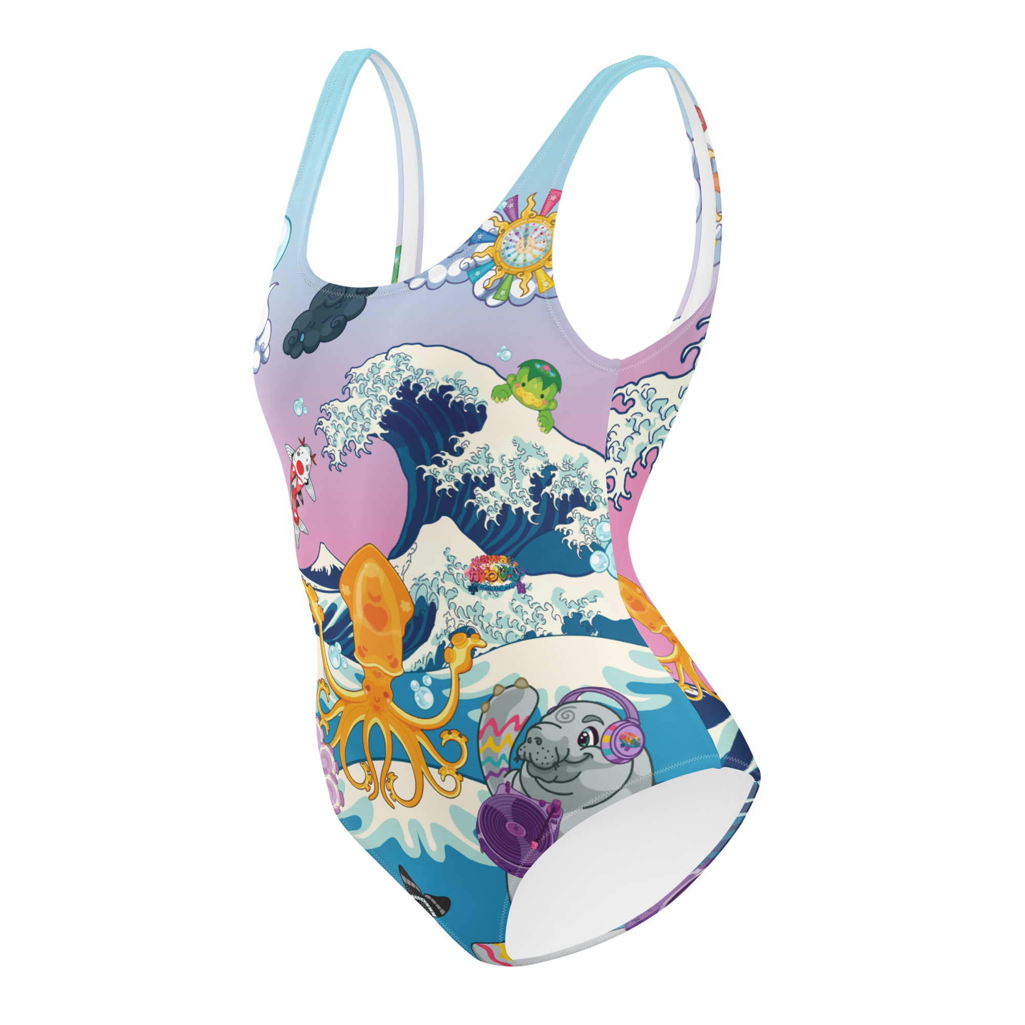 Kawaii Universe - Cute Manatee DJ Over the Sea Swimsuit One-Piece