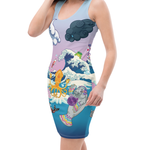 Kawaii Universe - Cute Manatee DJ ( Ocean is My Home ) Designer Sport Cling Dress
