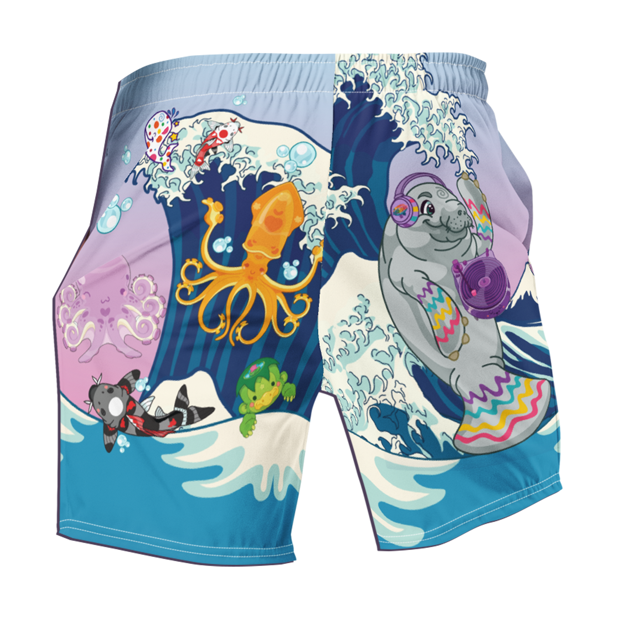 Kawaii Universe - Cute Manatee DJ ( Ocean is My Home ) Mens Swim Shorts