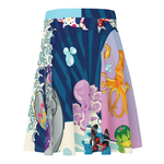 Kawaii Universe - Cute Manatee DJ Over The Sea Designer Flowy Skirt
