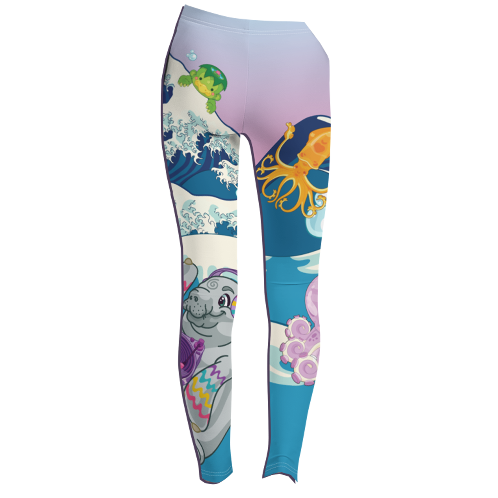 Kawaii Universe - Cute Manatee DJ ( Ocean is My Home ) Toddler to Tween Leggings