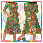 Kawaii Universe - Cute Miami Tiki Totems Designer Flow Dress