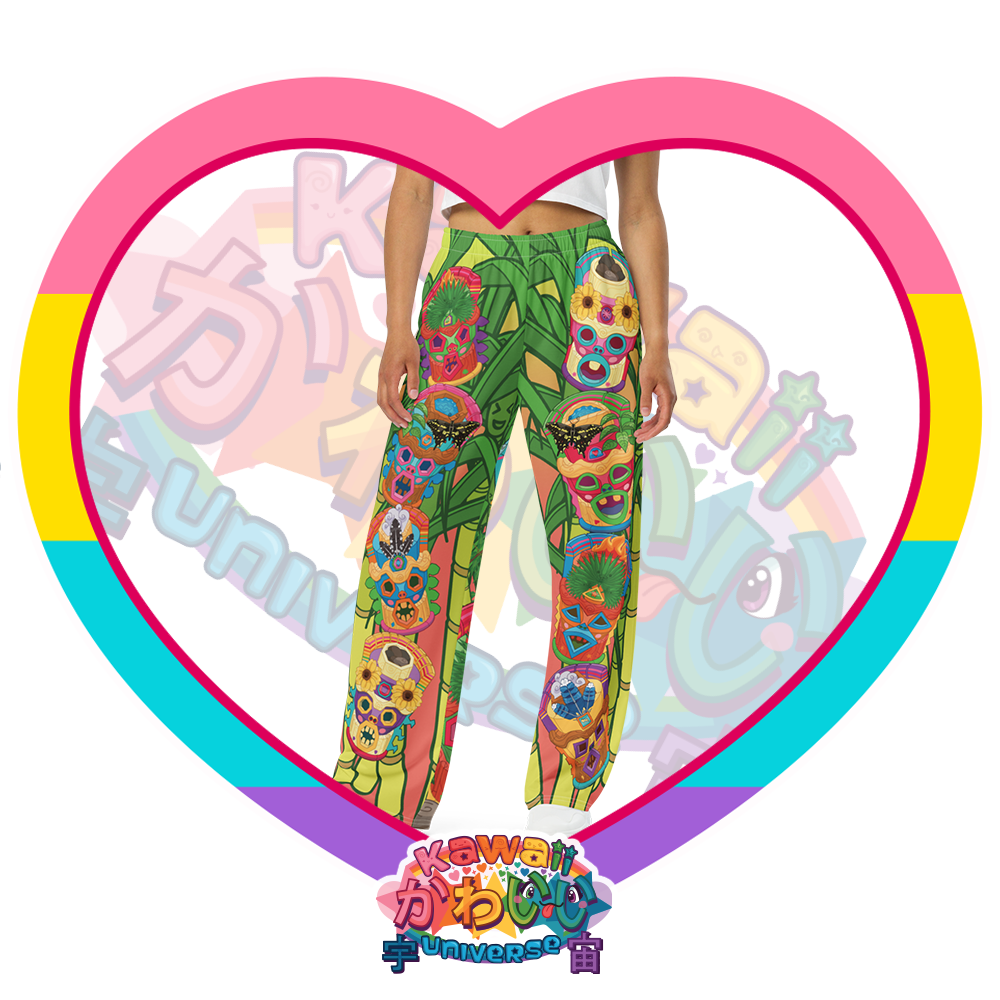 Kawaii Universe - Cute Miami Tiki Totems Designer Unisex Flow Pants