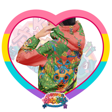 Kawaii Universe - Cute Miami Tiki Totems Desiger Ladies Wind Jacket with Hood