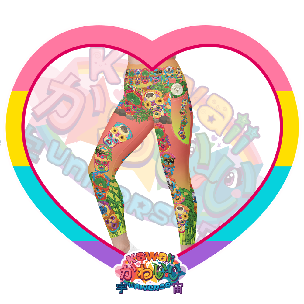 Kawaii Universe - Cute Miami Tiki Totems Ladies Leggings