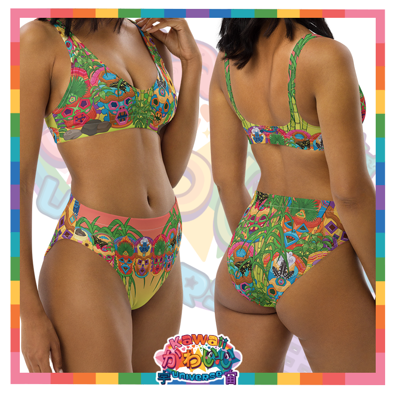 Kawaii Universe - Cute Miami Tiki Totems Ladies Sport Bikini Set