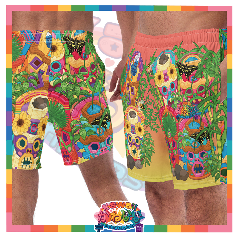 Kawaii Universe - Cute Miami Tiki Totems Mens Swim Shorts