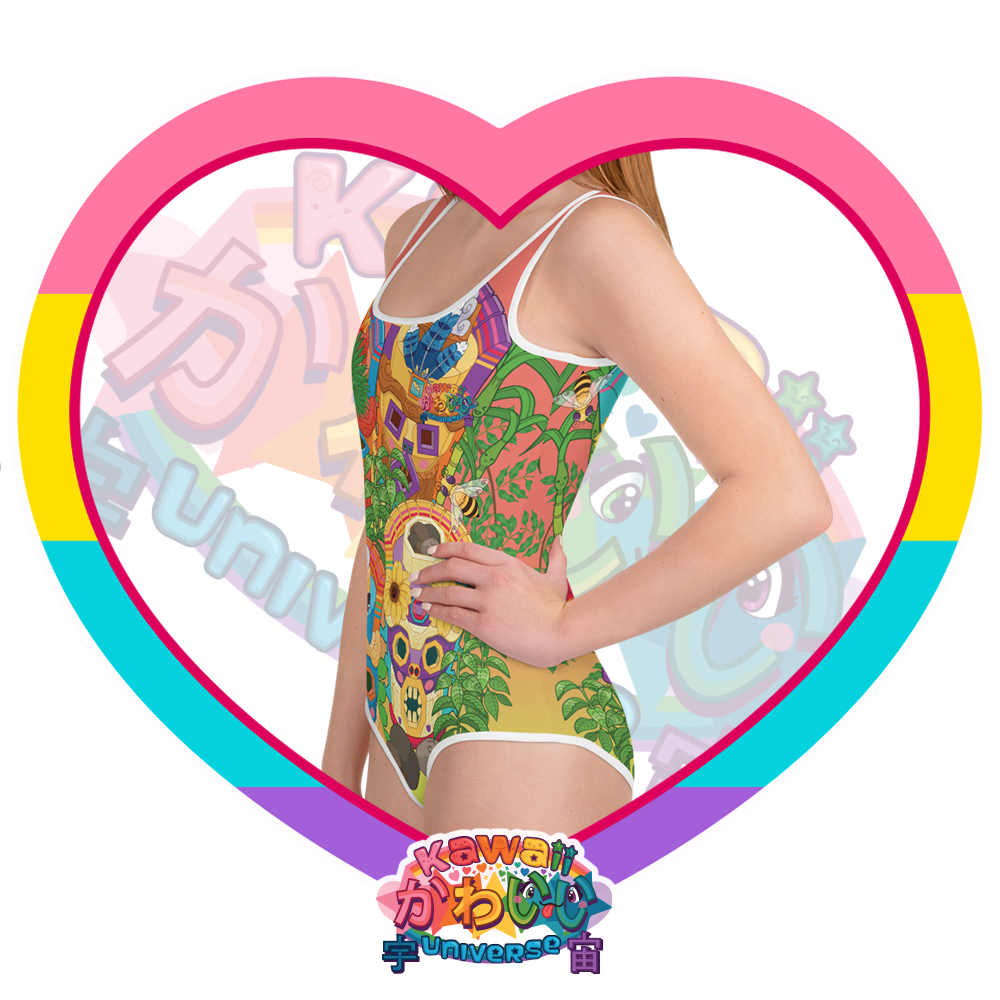 Kawaii Universe - Cute Miami Tiki Totems Toddler to Tween Swimsuit