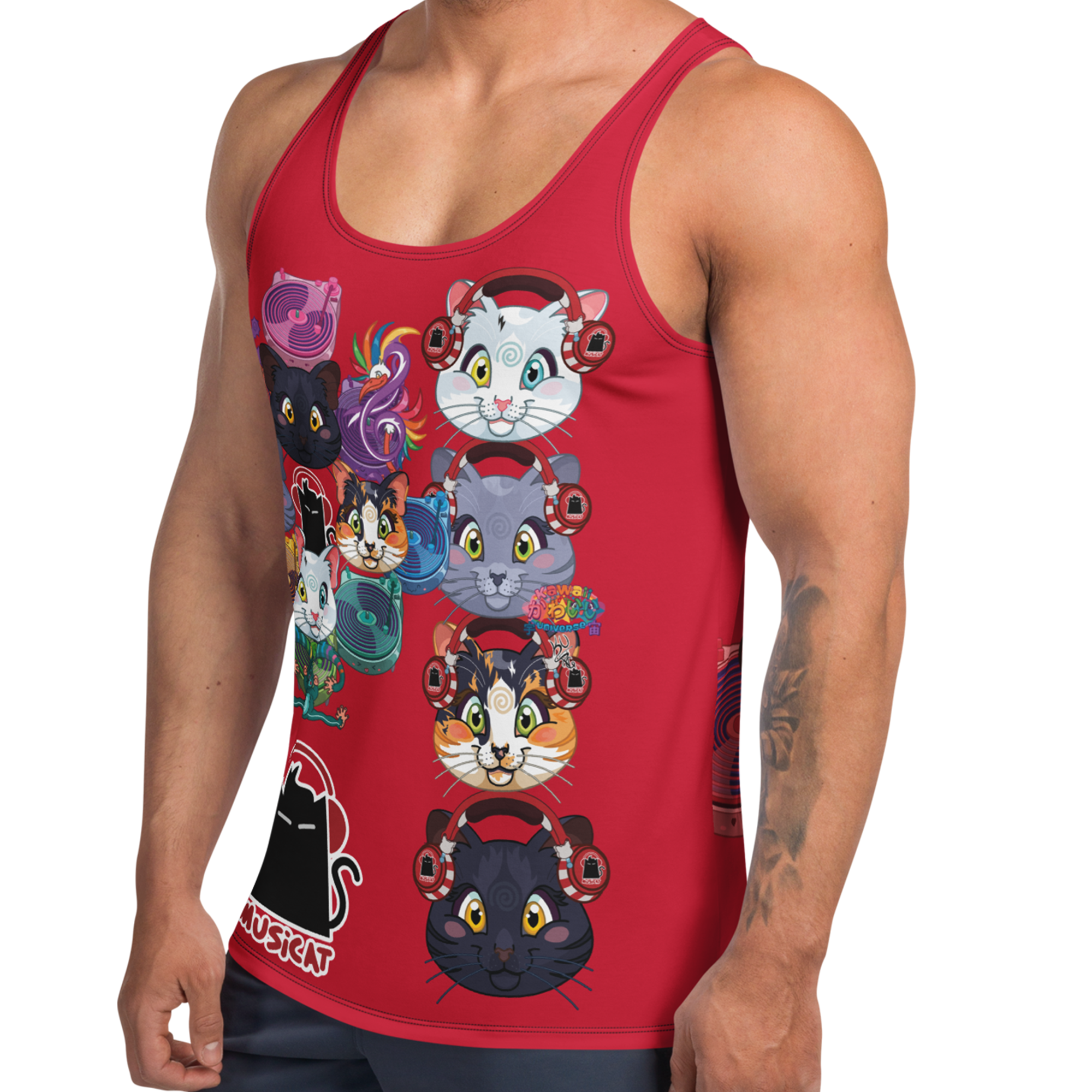 Kawaii Universe - Cute Musica DJ Kitty Quartet Unisex Sports Tee or Tank 5 Styles