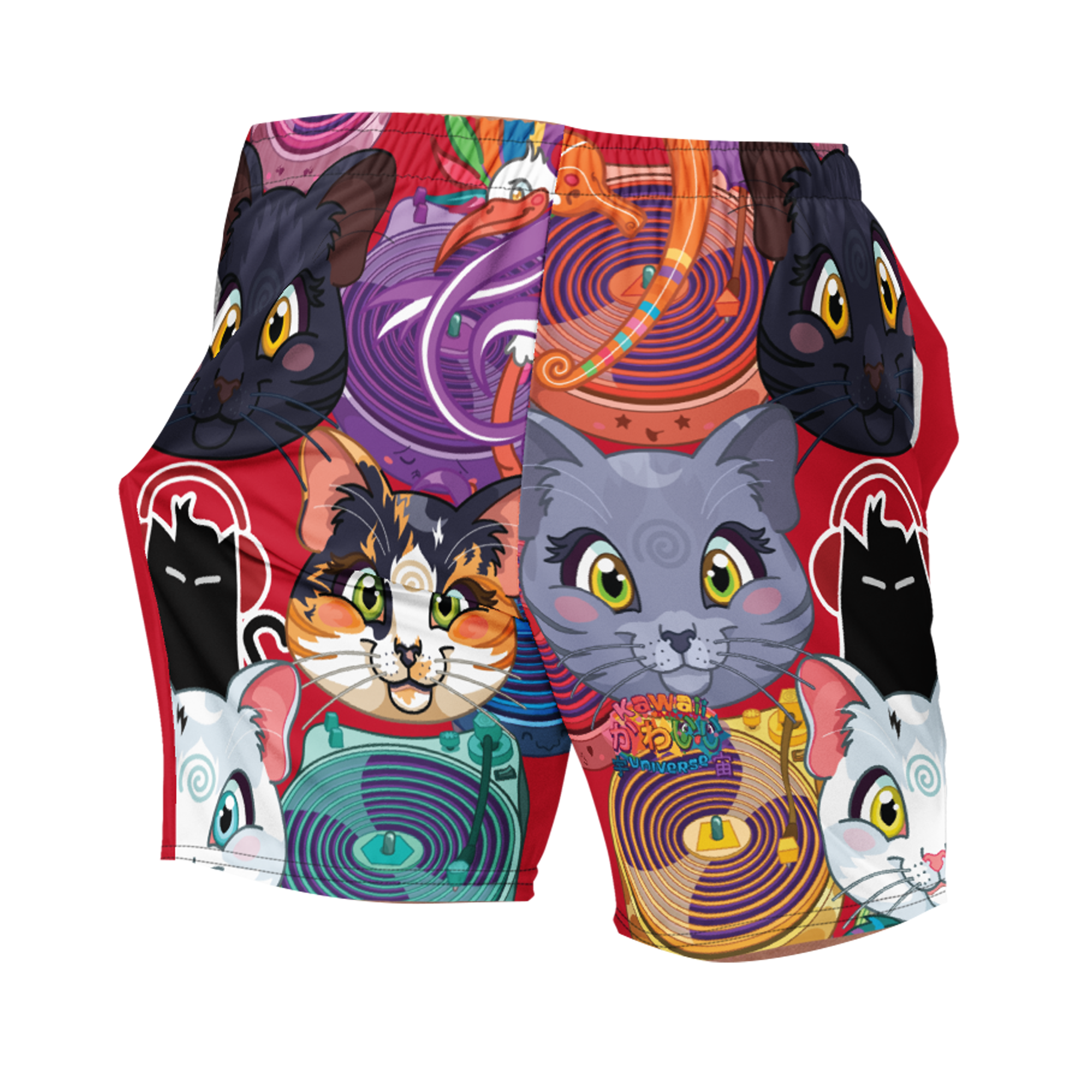 Kawaii Universe - Cute Musicat DJ Kitty Quartet Unisex Sport or Swim Shorts