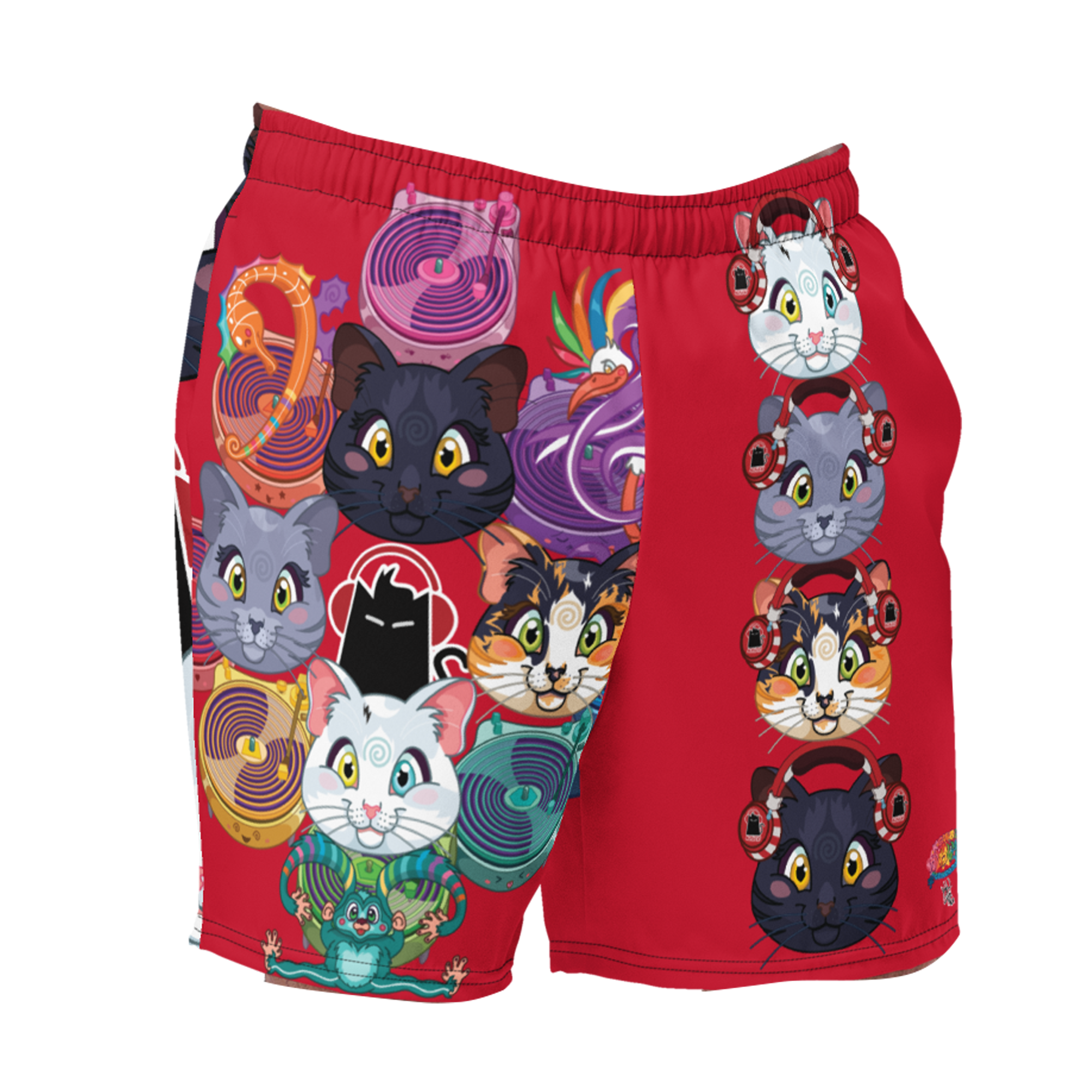 Kawaii Universe - Cute Musicat DJ Kitty Quartet Unisex Sport or Swim Shorts