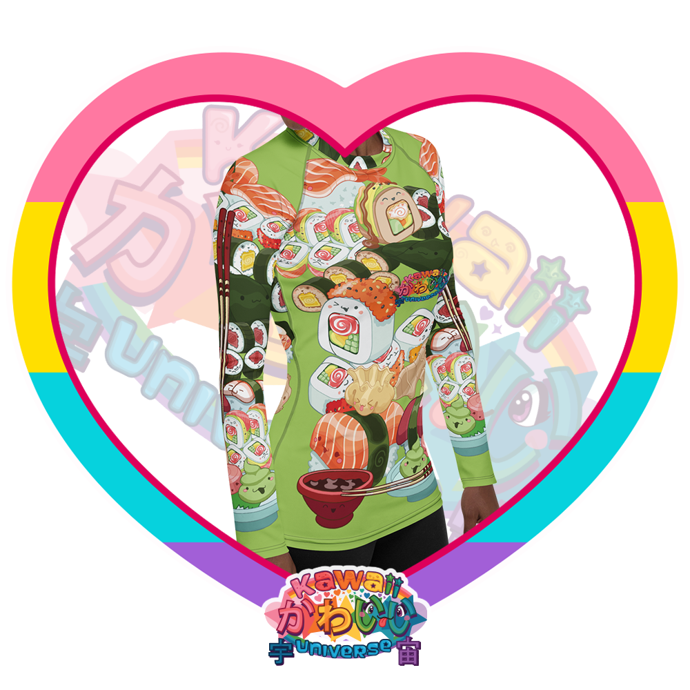 Kawaii Universe - Cute Sushi and Nigiri Ladies Sun N' Swim Shirt