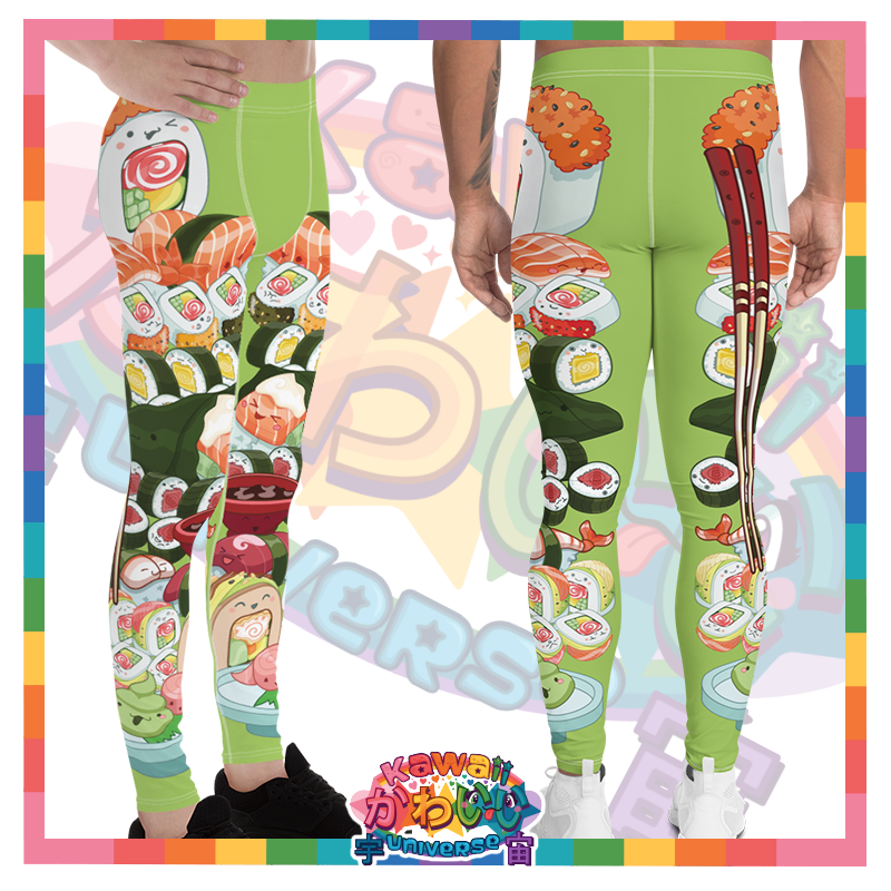 Kawaii Universe - Cute Sushi and Nigiri Designer Mens Leggings