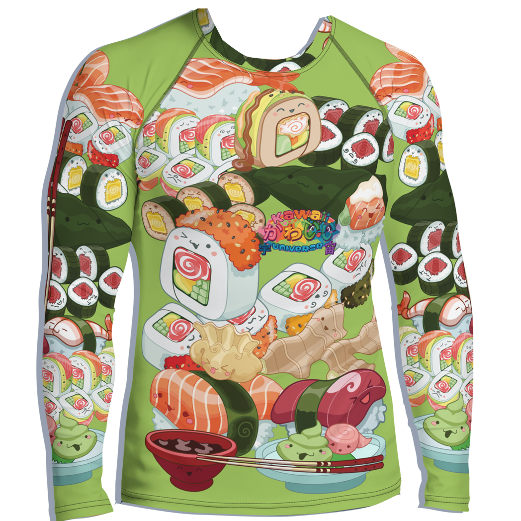 Kawaii Universe - Cute Sushi and Nigiri Designer Mens Rash Guard