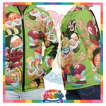 Kawaii Universe - Cute Sushi and Nigiri Designer Mens Wind Jacket with Hood