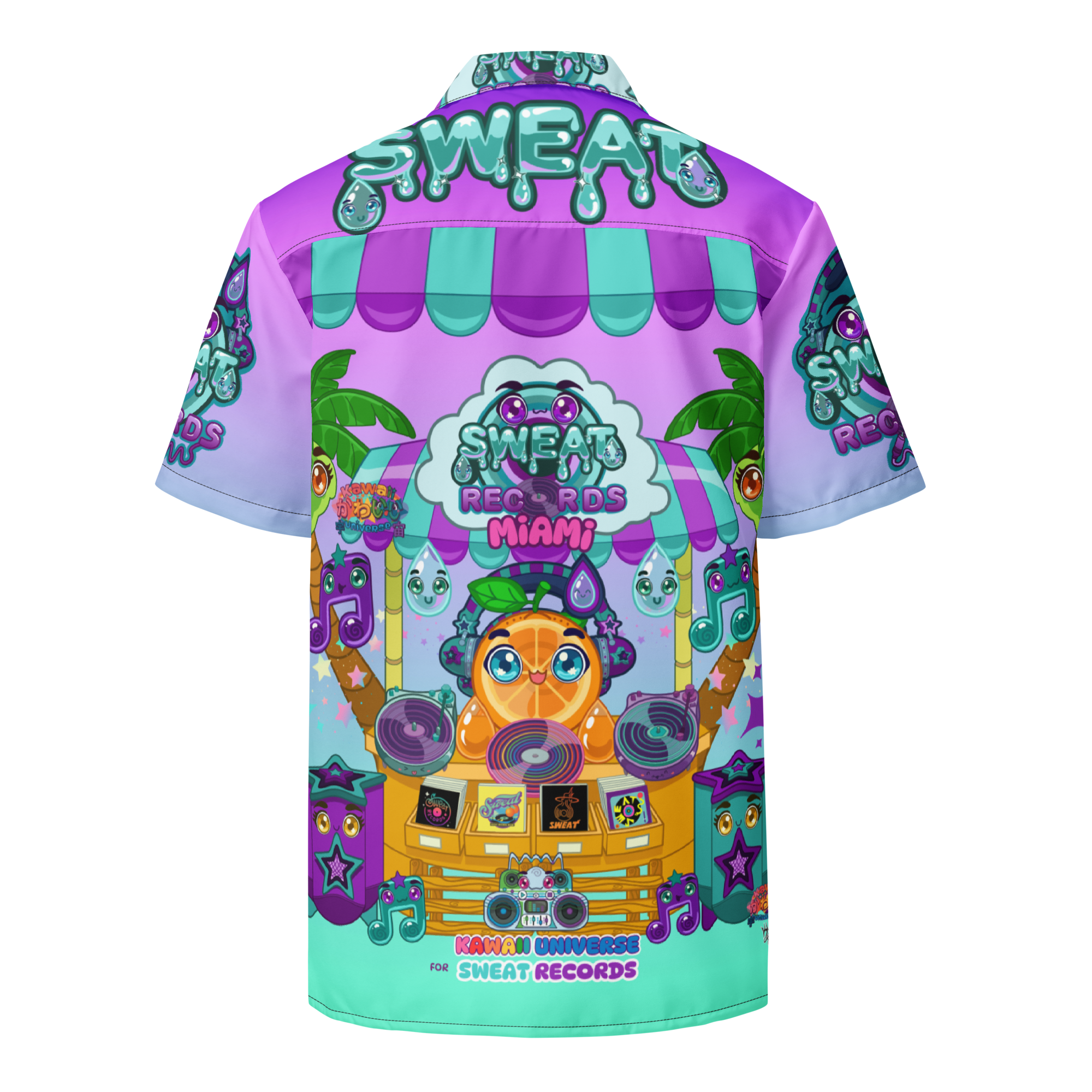 Kawaii Universe - Cute Sweat Records Miami Unisex Button Up Shirt