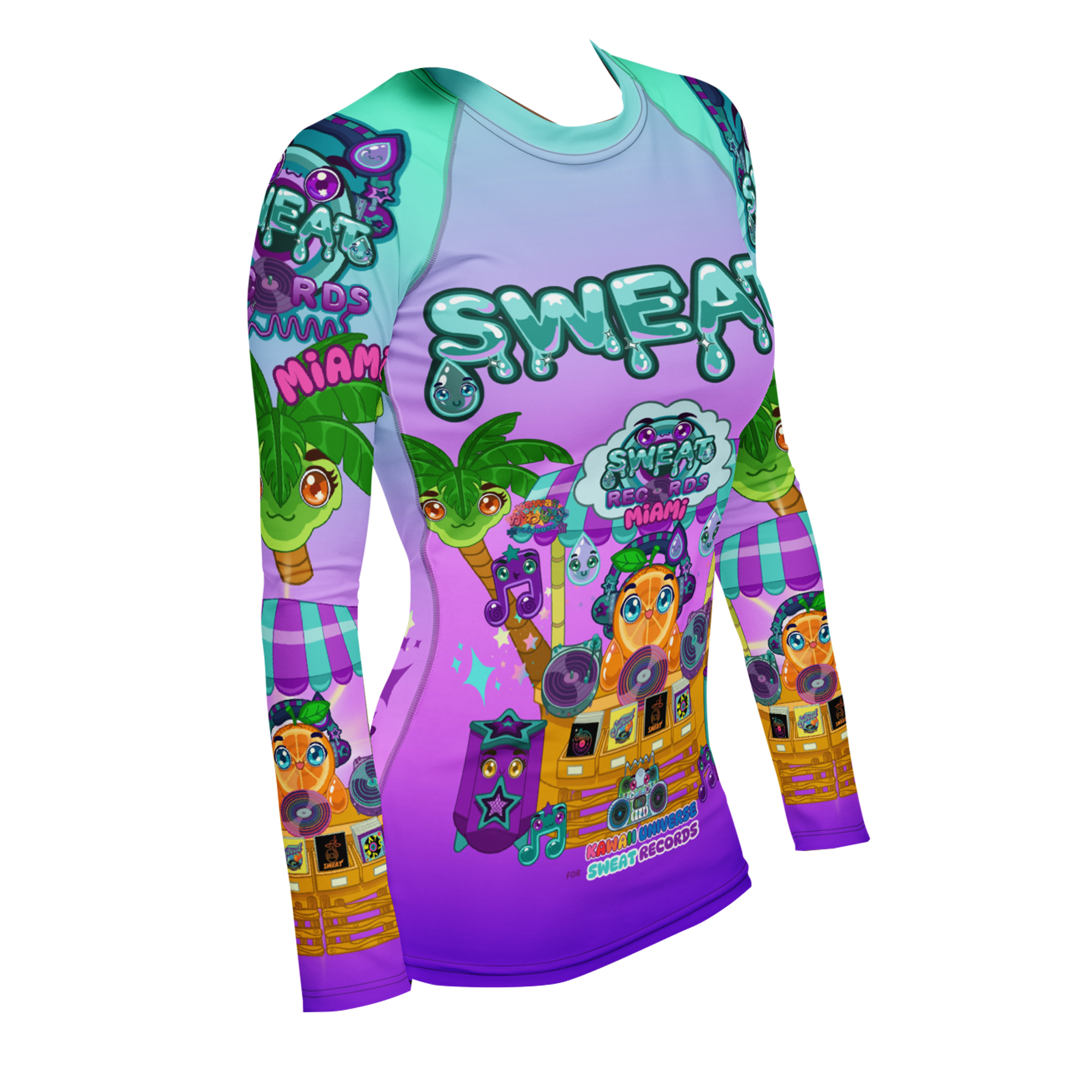 Kawaii Universe - Cute Sweat Records Miami Rash Guard