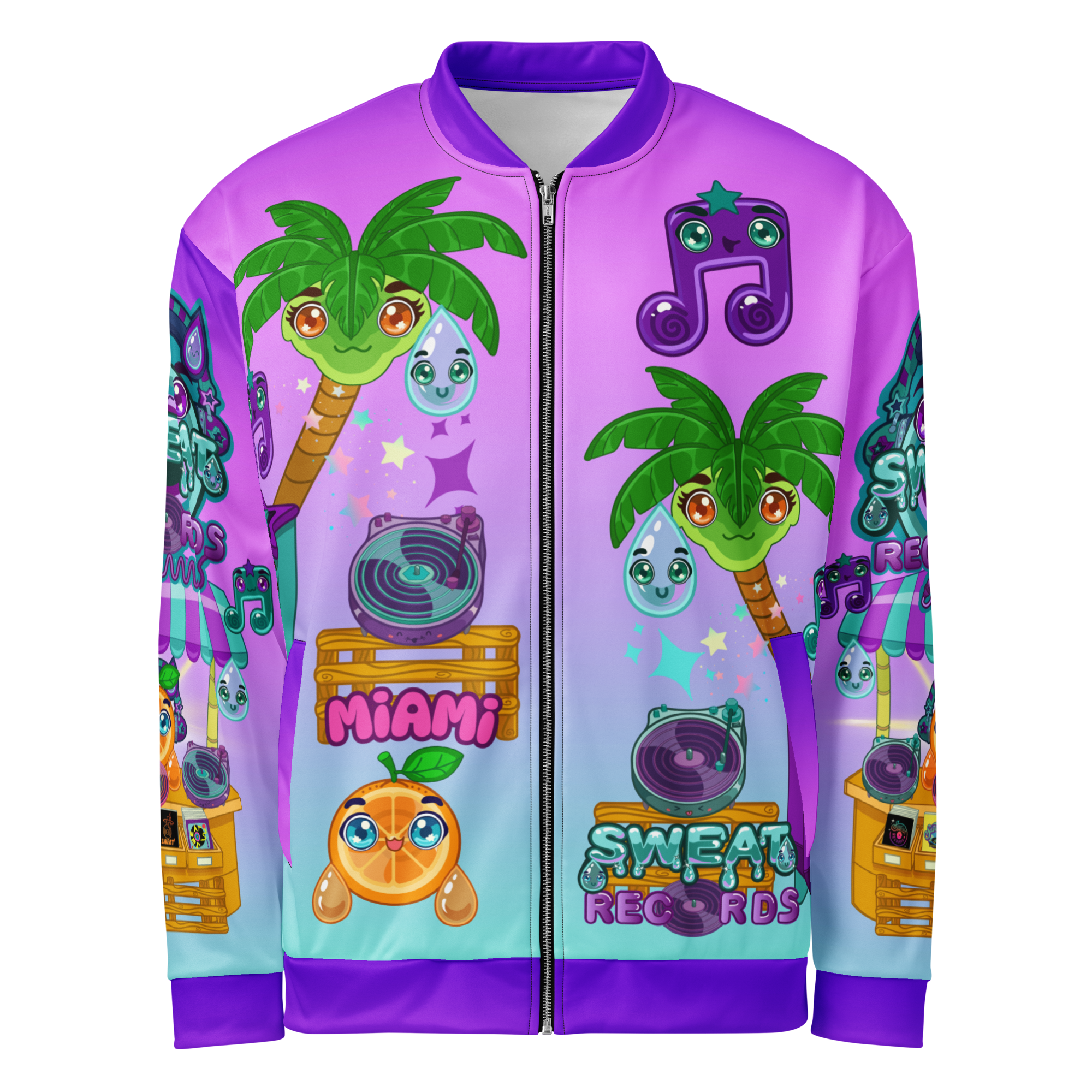 Kawaii Universe - Cute Sweat Records Miami Designer Unisex Zipup Bomber Jacket