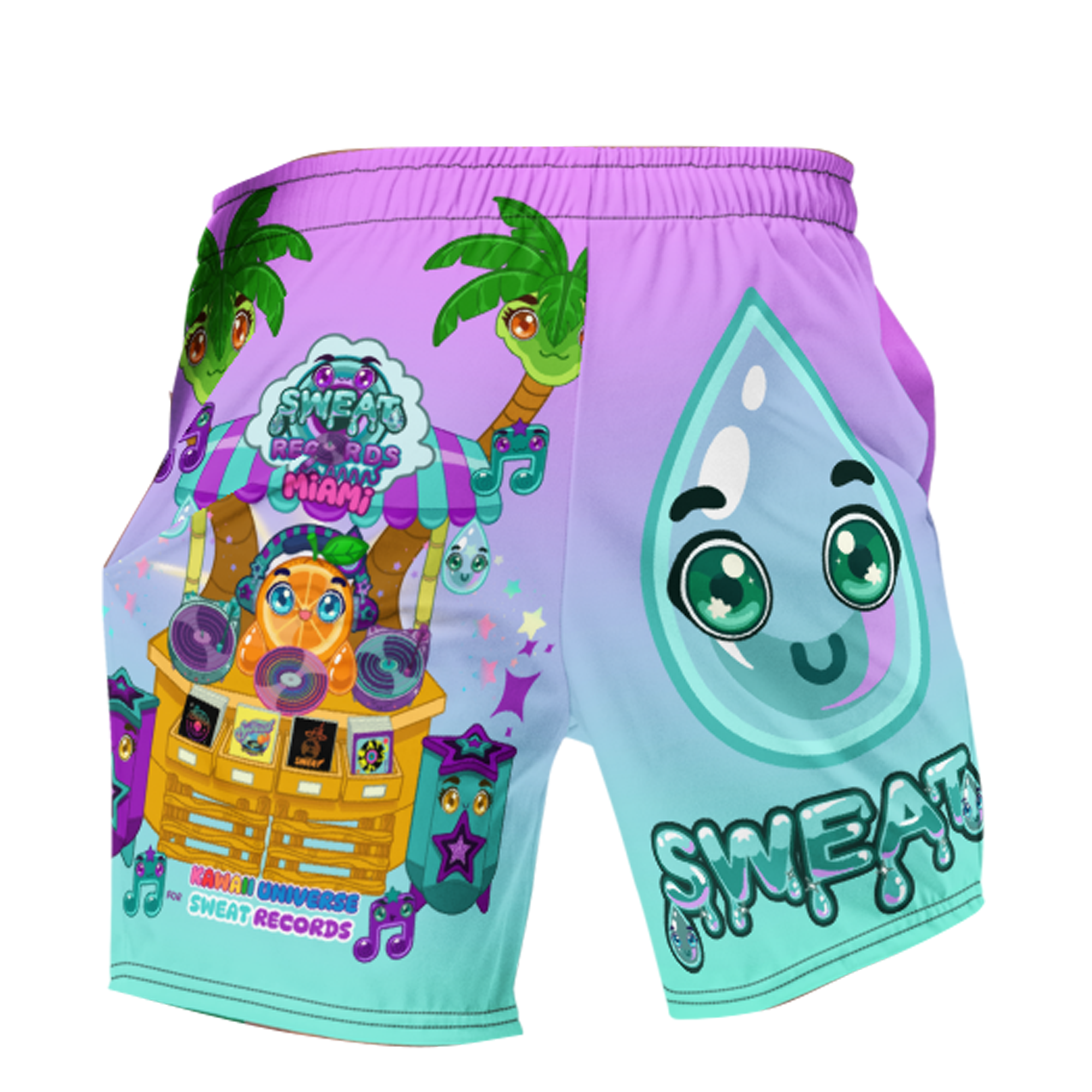 Kawaii Universe - Cute Sweat Records Miami Unisex Sport or Swim Shorts