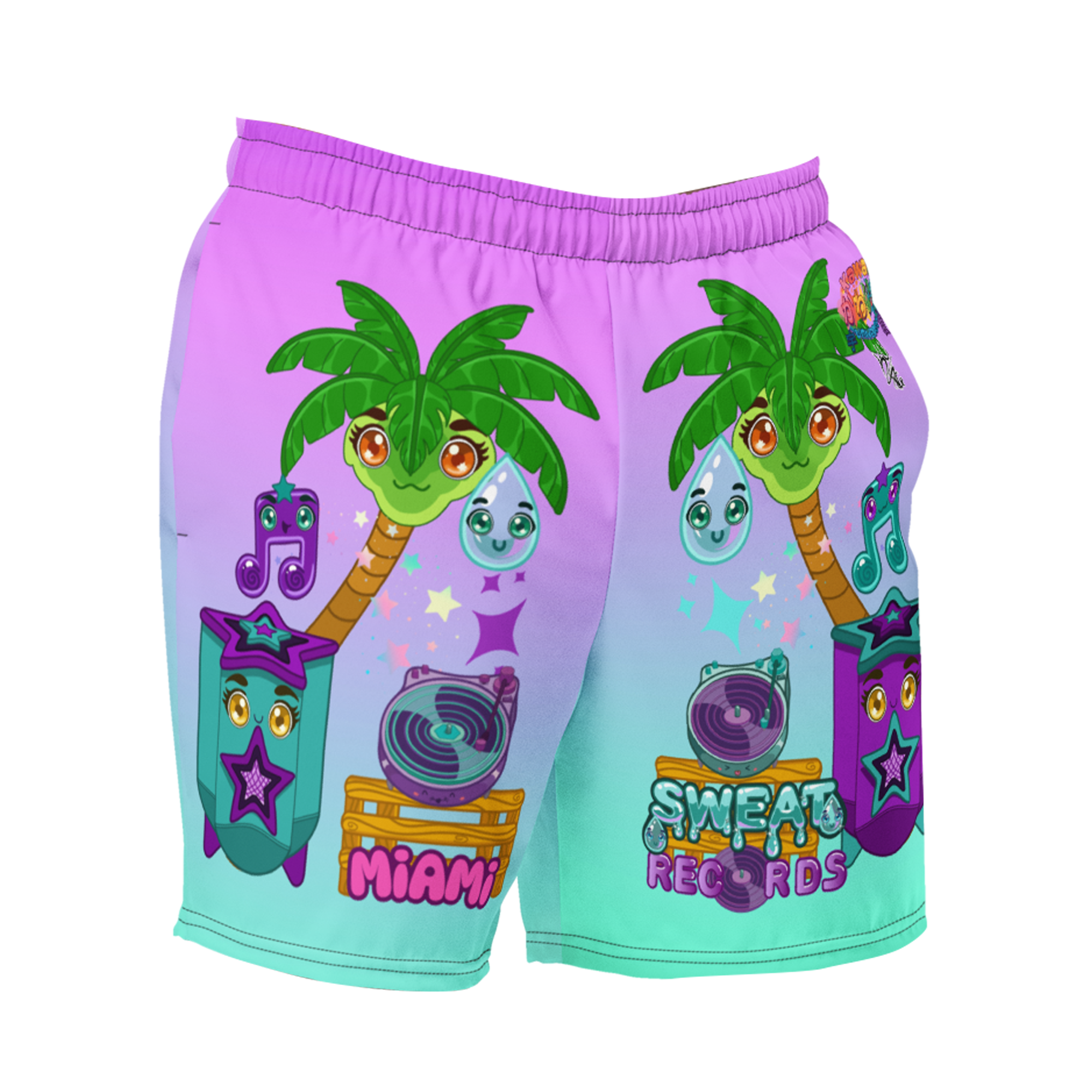 Kawaii Universe - Cute Sweat Records Miami Unisex Sport or Swim Shorts