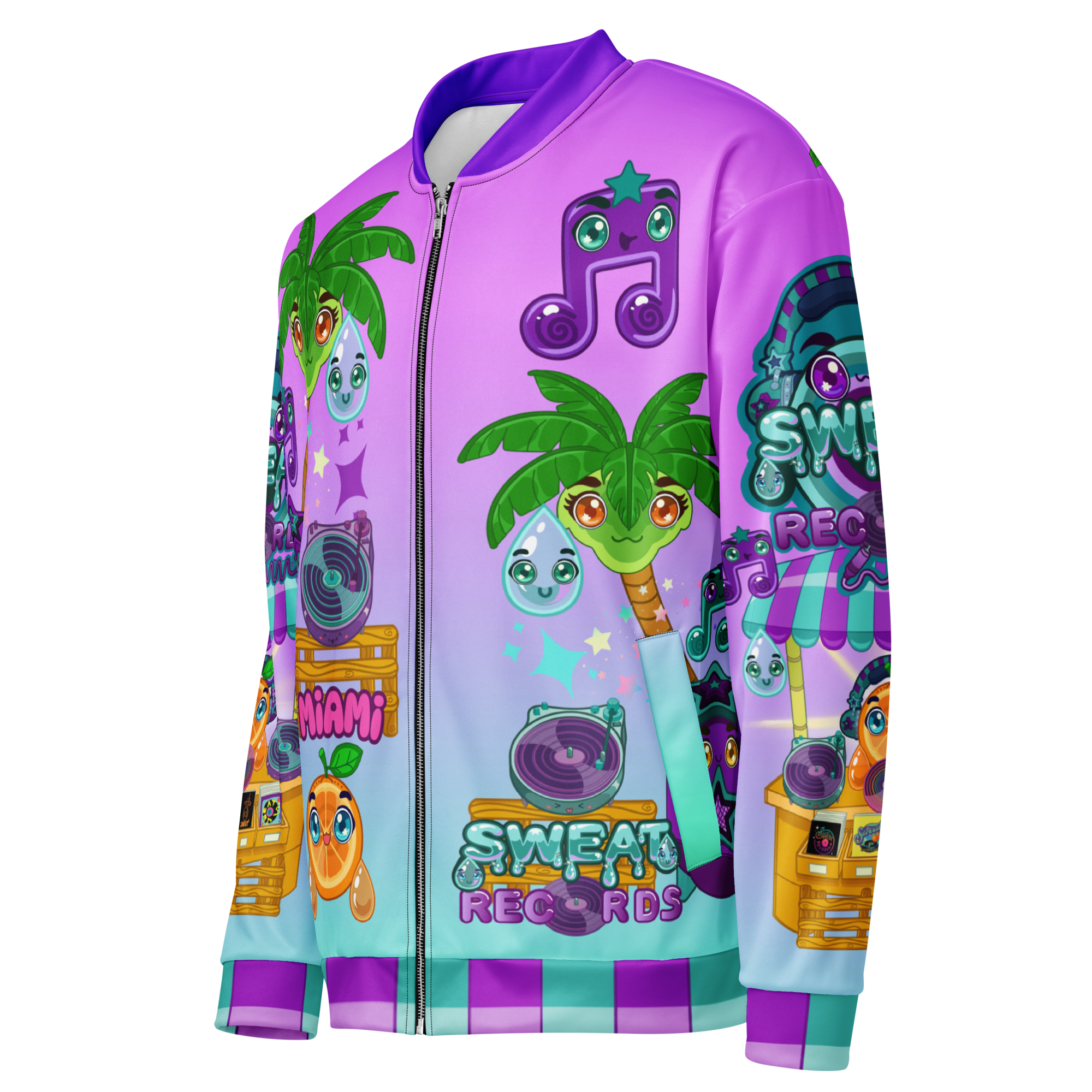 Kawaii Universe - Cute Sweat Records Miami Designer Unisex Zipup Bomber Jacket