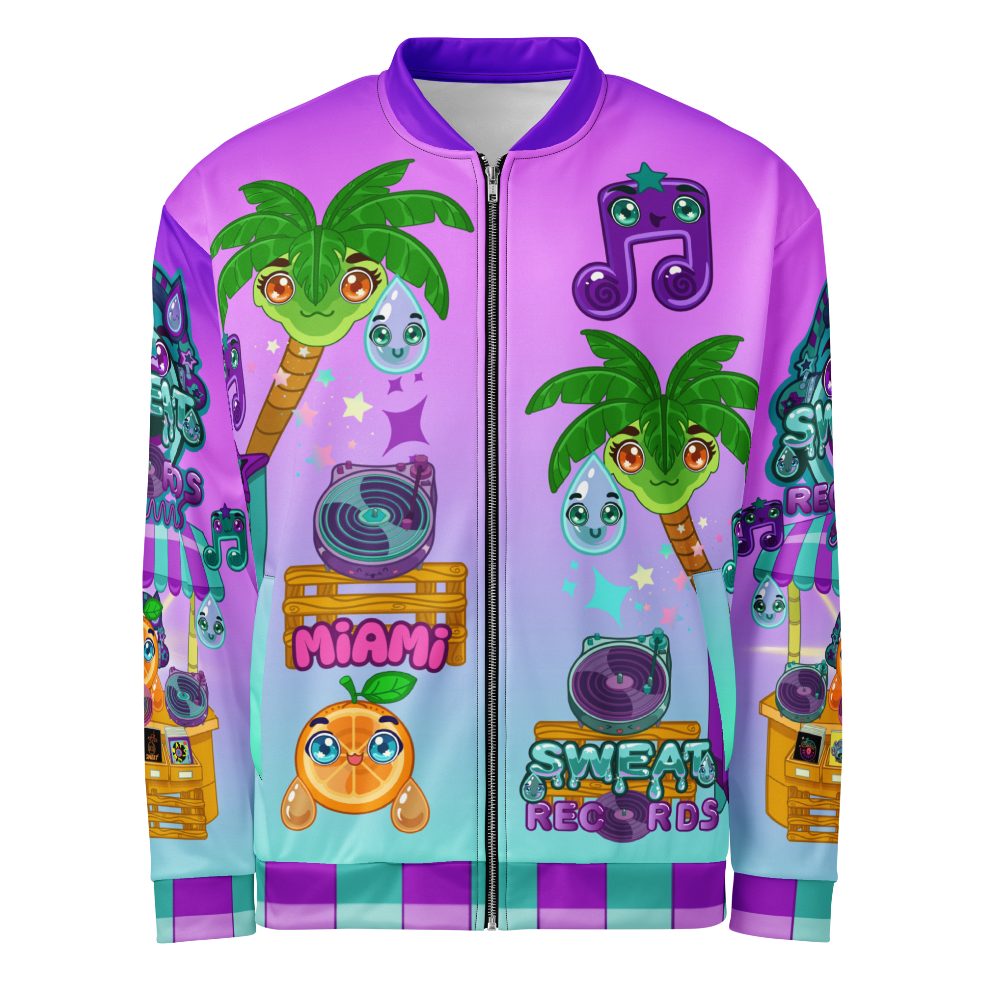 Kawaii Universe - Cute Sweat Records Miami Designer Unisex Zipup Bomber Jacket
