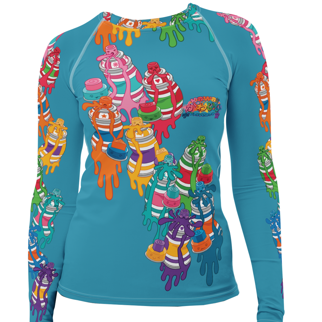 Kawaii Universe - Cute Urban Spray Cans Ladies Rash Guard