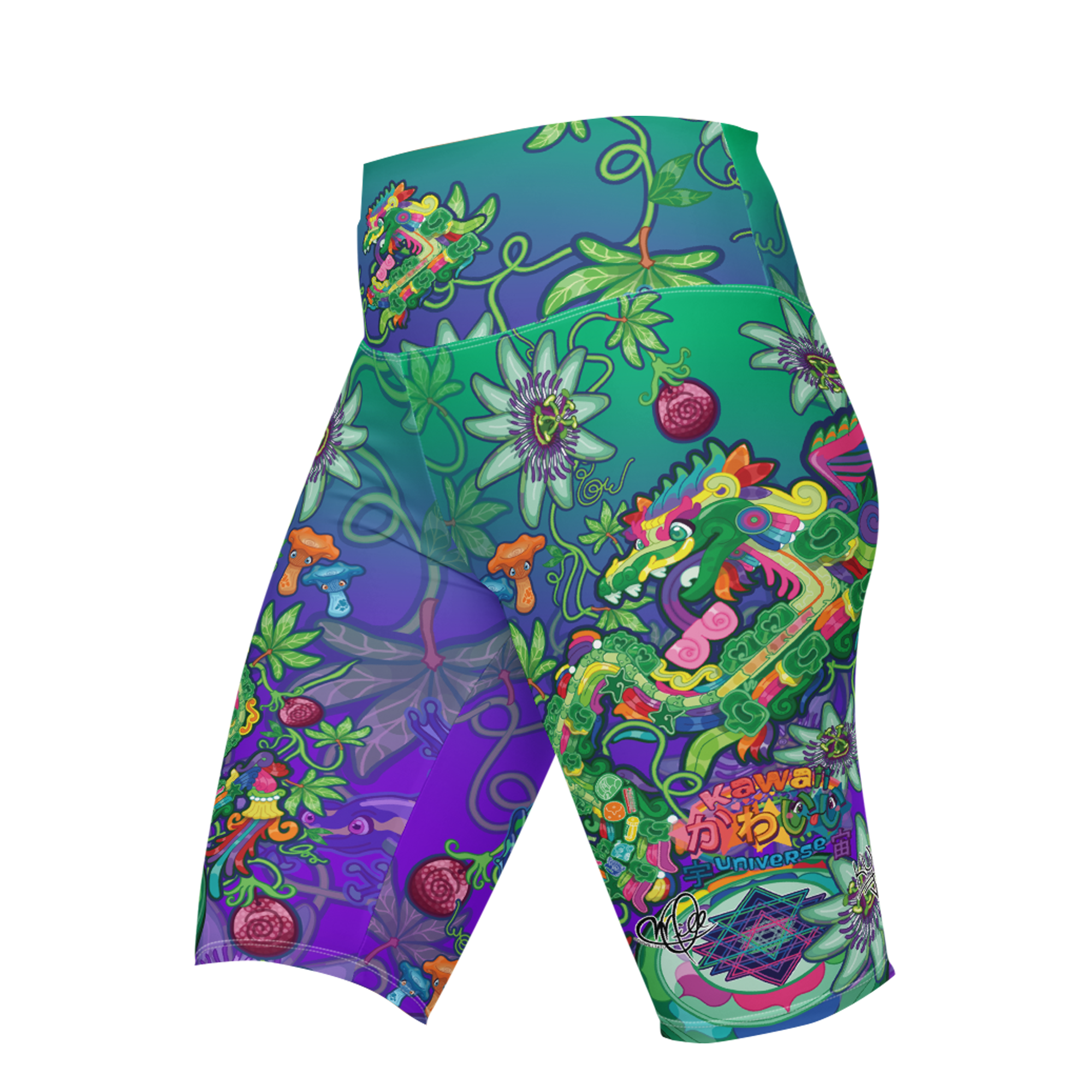 Kawaii Universe - Cute Year of The Dragon Quetzal Collab DrWillTatu Bike Shorts